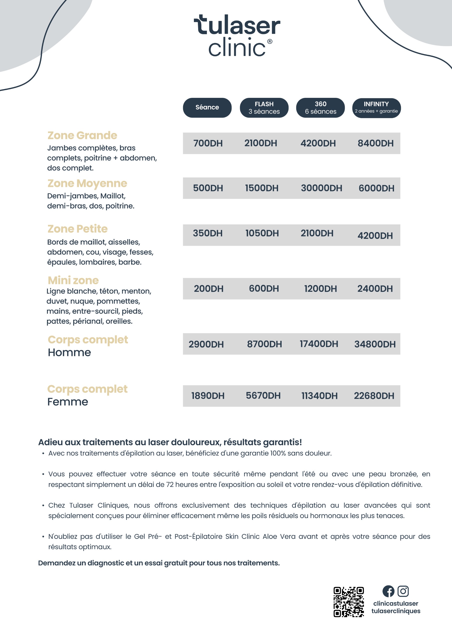 tulaser clinique tarifs